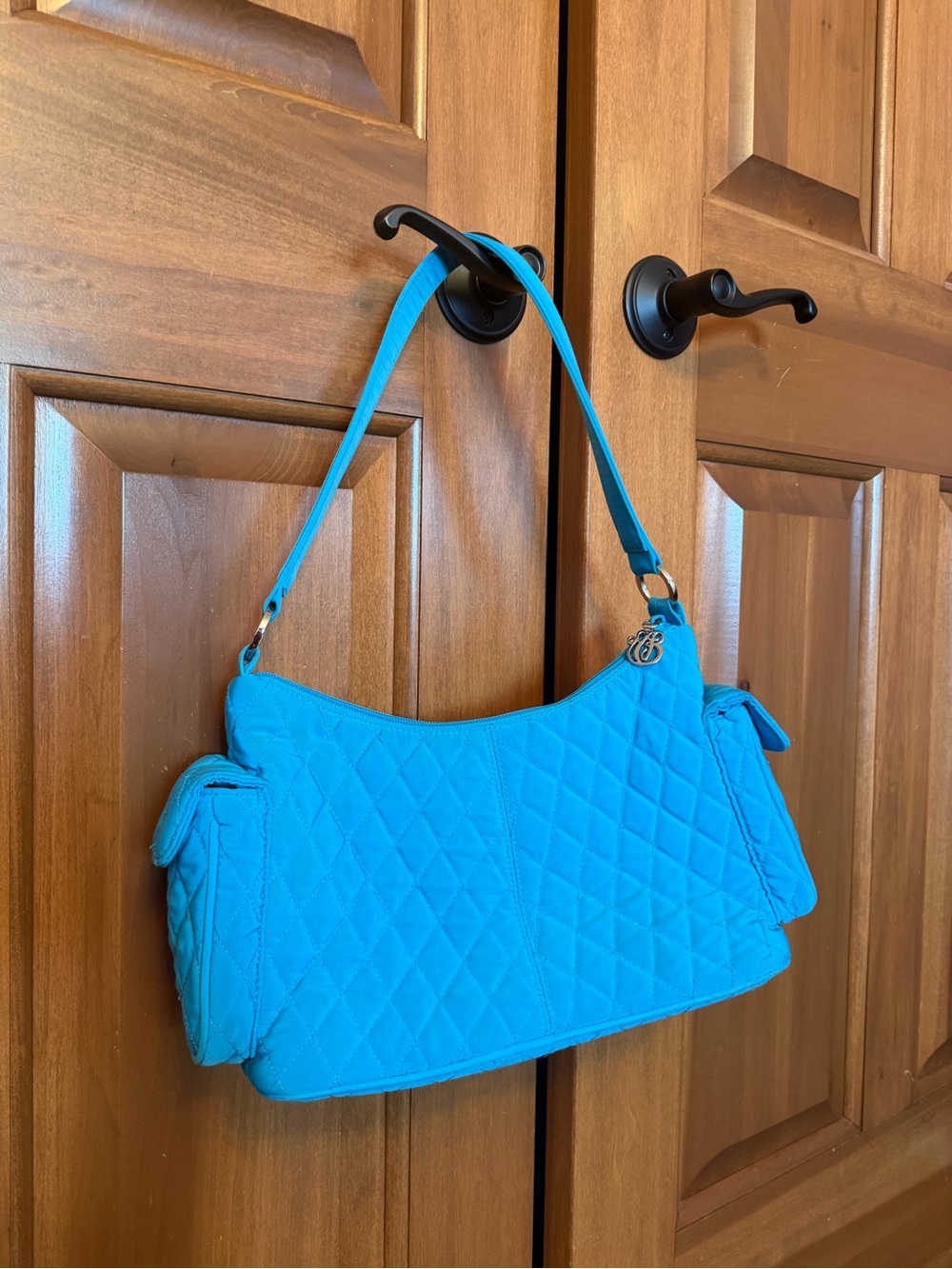 Vera Bradley Teal Quilted Shoulder Purse Green Interior